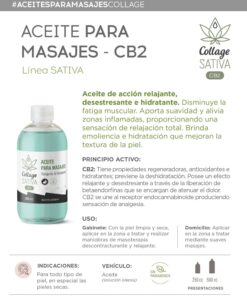 Aceite Masajes Sativa 250ml (Relajante, desestresante e hidratante) Colllage