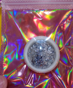 Deco flake plata paquete rosa