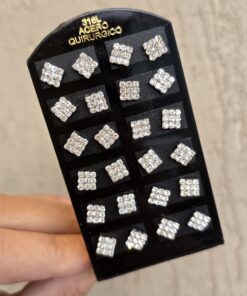 Aros strass cuadrados