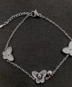 Pulsera mariposas acero plateado 🦋