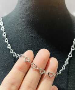Cadena corazones acero plata