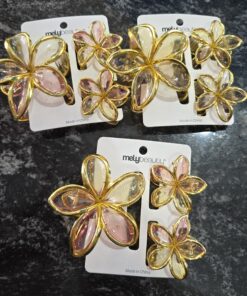 Broches Hawaii dorados Mely x3